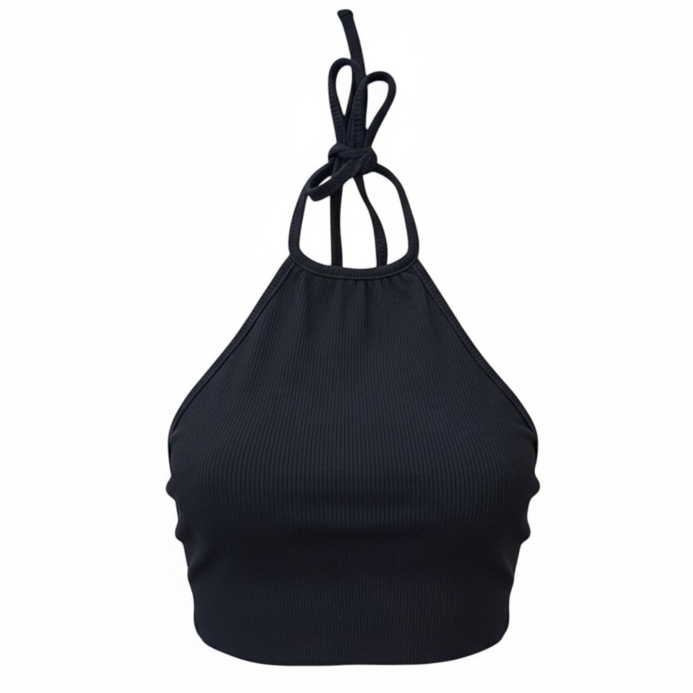 Princess Polly black halter crop top, size 4